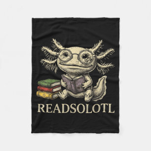 Readsolotl vintage axolotl book lover funny readin fleece blanket