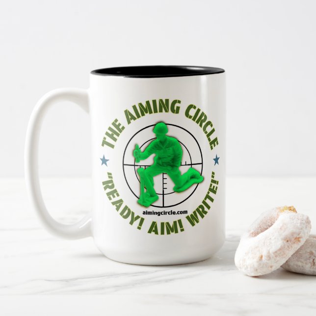 "Ready! Aim! Write!" mug (With Donut)