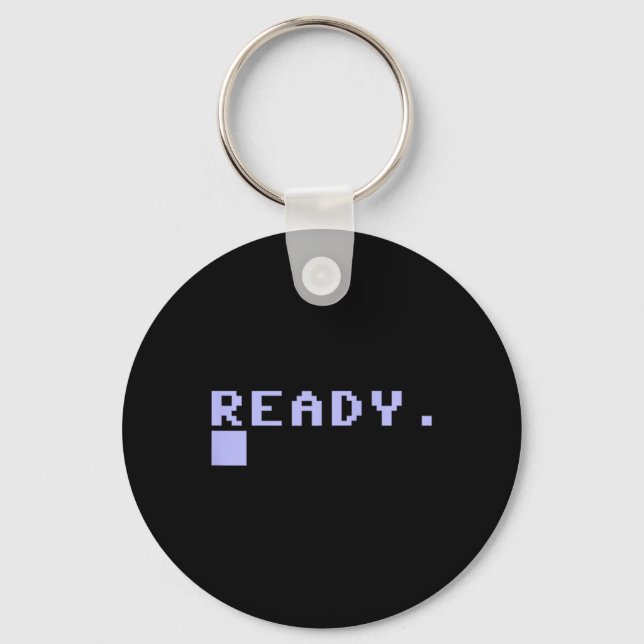 Ready C64 Home Computer 80's Retro Gamer Coder Mem Key Ring (Front)