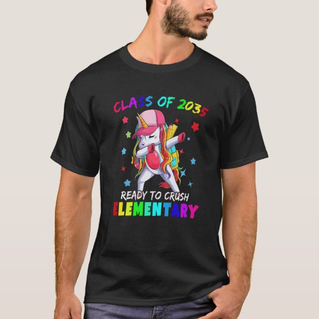 Ready Crush Elementary 2035 Dabbing Unicorn Back T T-Shirt (Front)