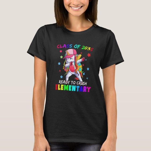 Ready Crush Elementary 2035 Dabbing Unicorn Back T T-Shirt (Front)