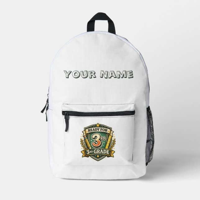 Ready for 3rd Grade Retro Pencil Back to School Printed Backpack (Front)