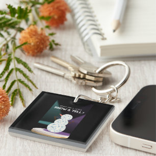 Ready for a Little Snow and tell Discoball Snowman Key Ring