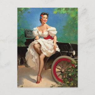 Ready for a Ride Pin Up Postcard