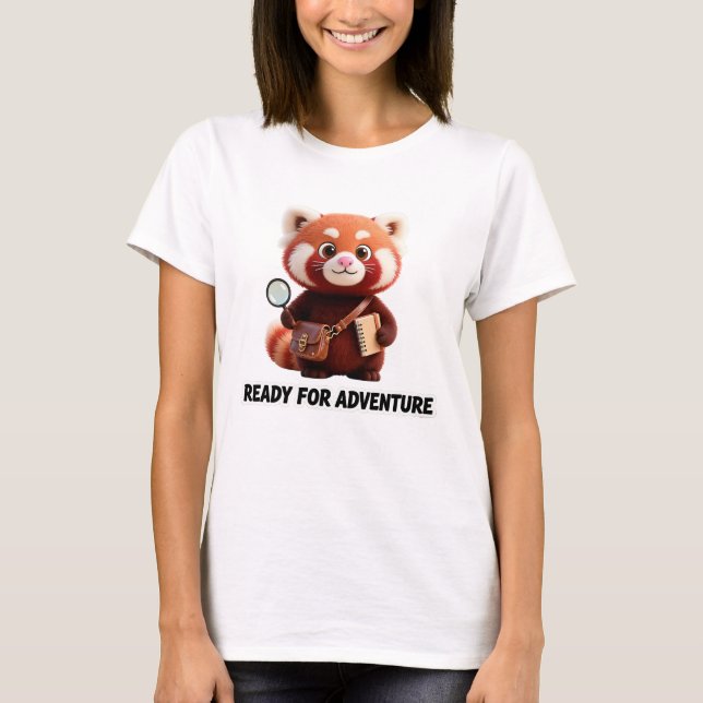 Ready For Adventure Cute Red Panda Explorer T-Shirt (Front)