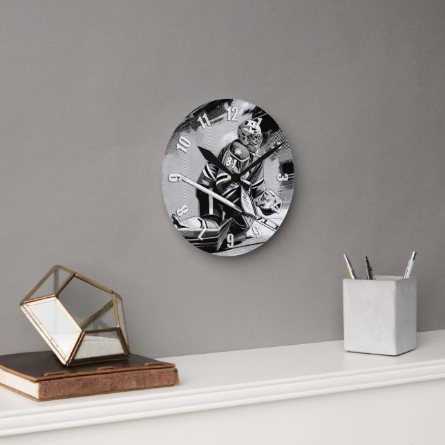 Ready For Anything - Ice Hockey Goalie Round Clock (Office)