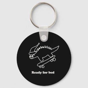 Ready For Bed Dinosaur Skateboarding  Key Ring