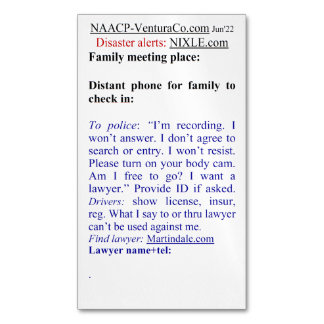 Ready for Emergencies: Disasters or Police Magnetic Business Card