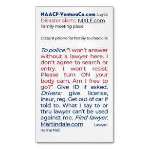 Ready for Emergencies: Disasters or Police Magnetic Business Card