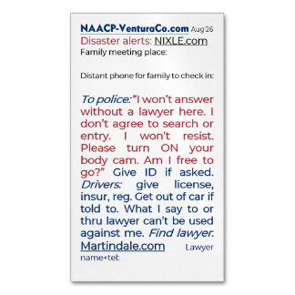 Ready for Emergencies: Disasters or Police Magnetic Business Card