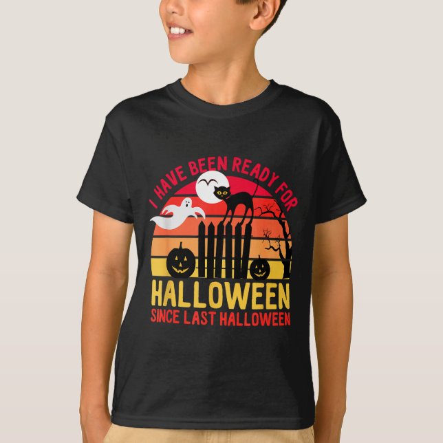 Ready for halloween cat ghost pumpkins  T-Shirt (Front)