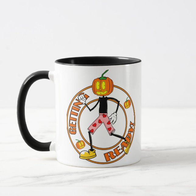 Ready for Halloween Pumpkin Retro Jack-O-Lantern Mug (Left)