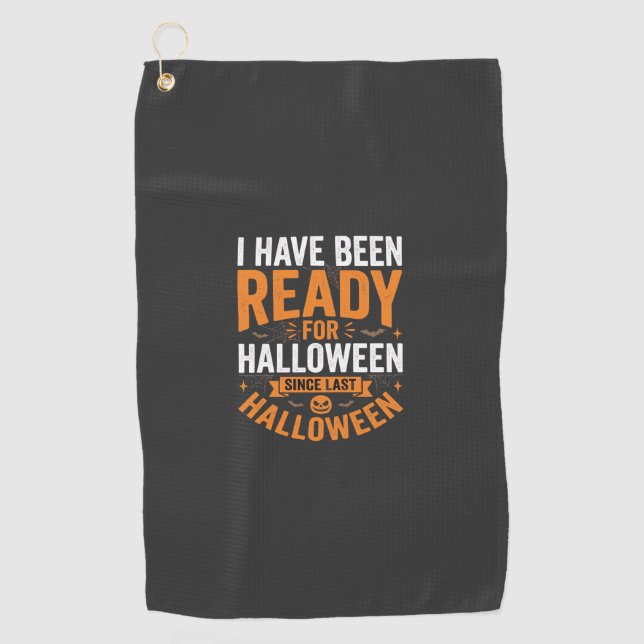 Ready For Halloween Pumpkin Skull Design Golf Towel (Front)