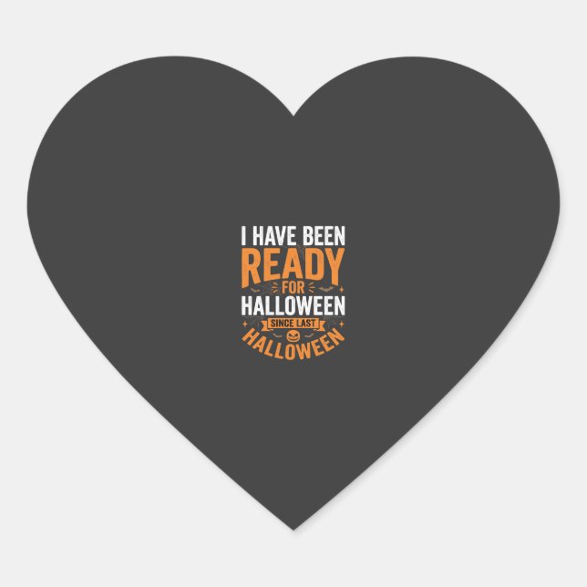 Ready For Halloween Pumpkin Skull Design Heart Sticker (Front)
