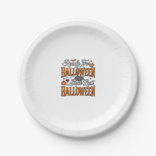 Ready For Halloween Vintage Engraving Shirt Design Paper Plate