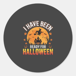 Ready For Halloween Witch Haunted House Design Classic Round Sticker