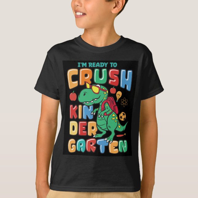 Ready for Kindergarten Dinosaur Boy  T-Shirt (Front)