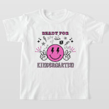 Ready for Kindergarten Pink Retro Smiley Face