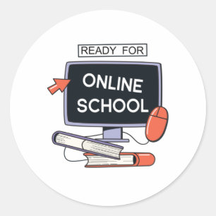 Ready for Online School Classic Round Sticker