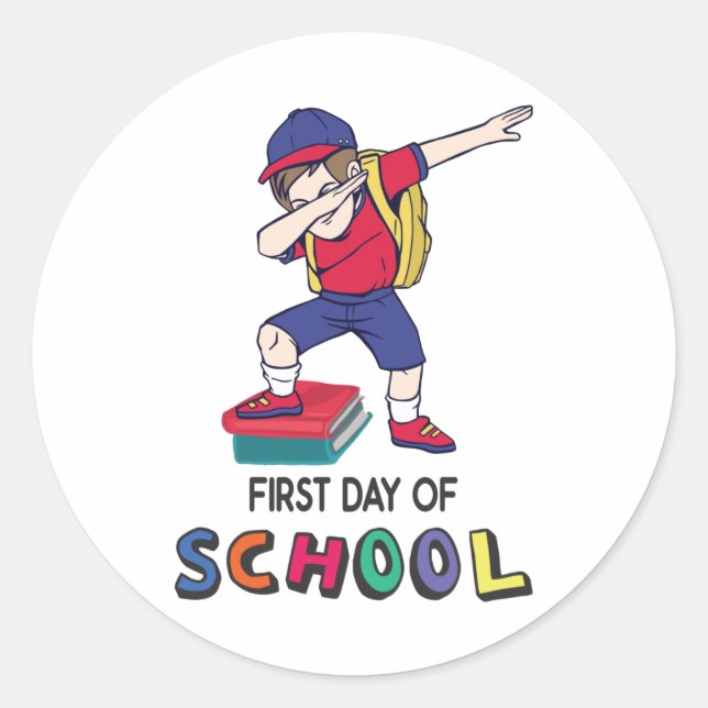 Ready for online school classic round sticker (Front)