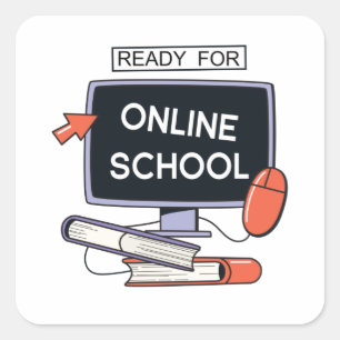 Ready for Online School Square Sticker