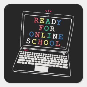 Ready for online school square sticker