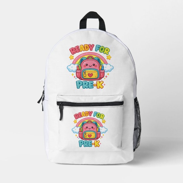 Ready For Pre-K  Rainbow Back to School design Printed Backpack (Front)
