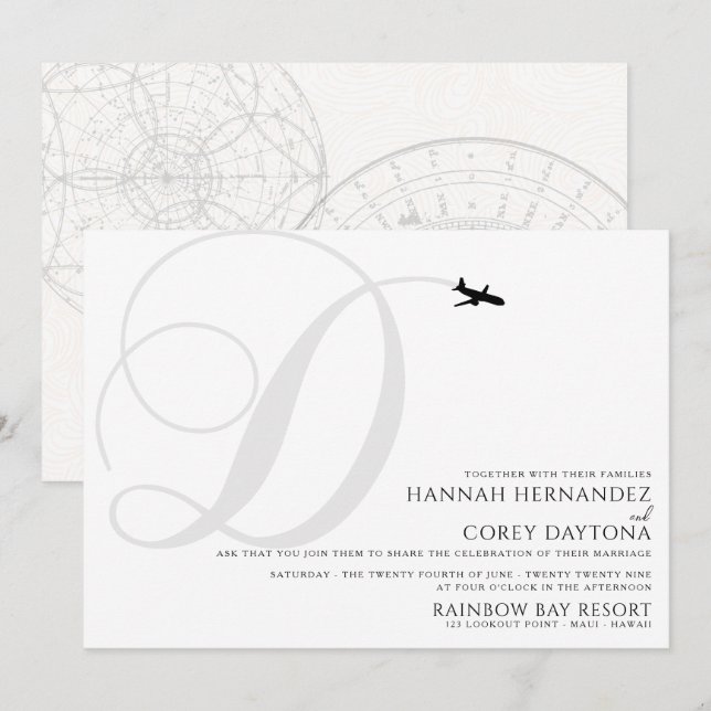 Ready for Take Off D Initial Wedding Invitation (Front/Back)