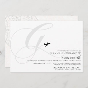 Ready for Take Off G Initial Wedding Invitation