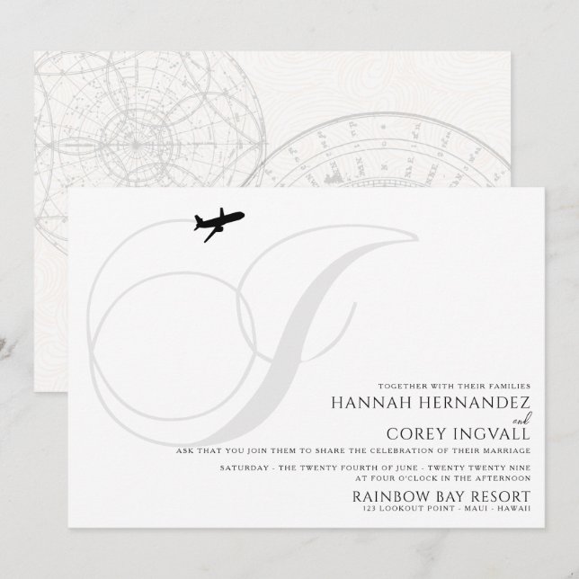 Ready for Take Off I Initial Wedding Invitation (Front/Back)