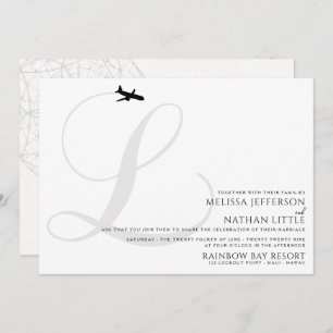 Ready for Take Off L Initial Wedding Invitation