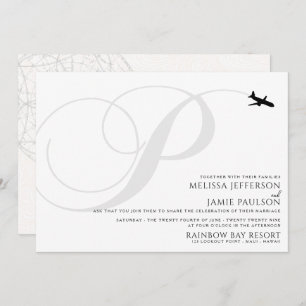 Ready for Take Off P Initial Wedding Invitation