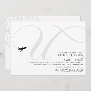 Ready for Take Off U Initial Wedding Invitation