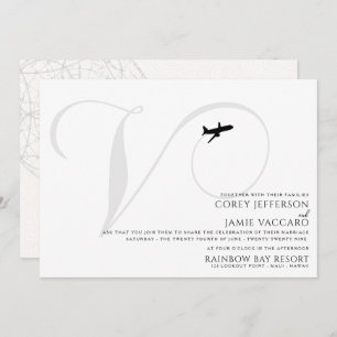 Ready for Take Off V Initial Wedding Invitation