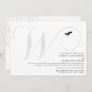 Ready for Take Off W Initial Wedding Invitation