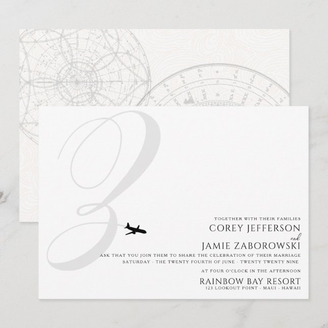 Ready for Take Off Z Initial Wedding Invitation (Front/Back)