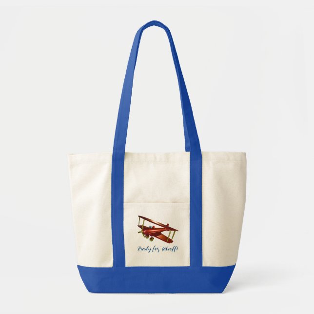 Ready for Takeoff Red Aeroplane Tote Bag (Front)