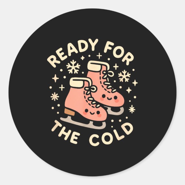 Ready For The Cold Funny Cute Ice Skates  Classic Round Sticker (Front)