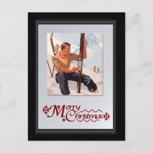 Ready for the piste holiday postcard