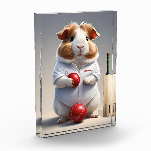 Ready For The Pitch, Guinea Pig Cricketer Photo Block (Left)