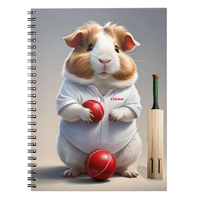 Ready for the Pitch: Guinea Pig in Cricket Gear, Notebook (Front)