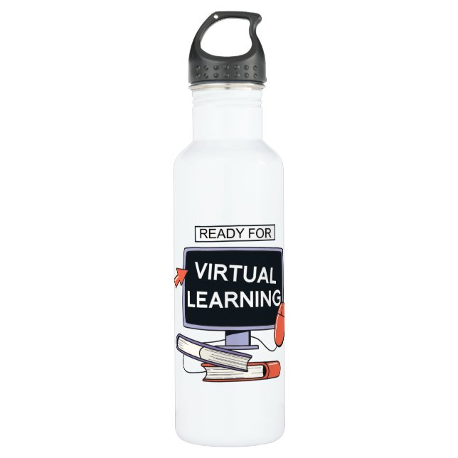 Ready for virtual learning 710 ml water bottle (Front)