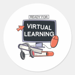 Ready for virtual learning classic round sticker