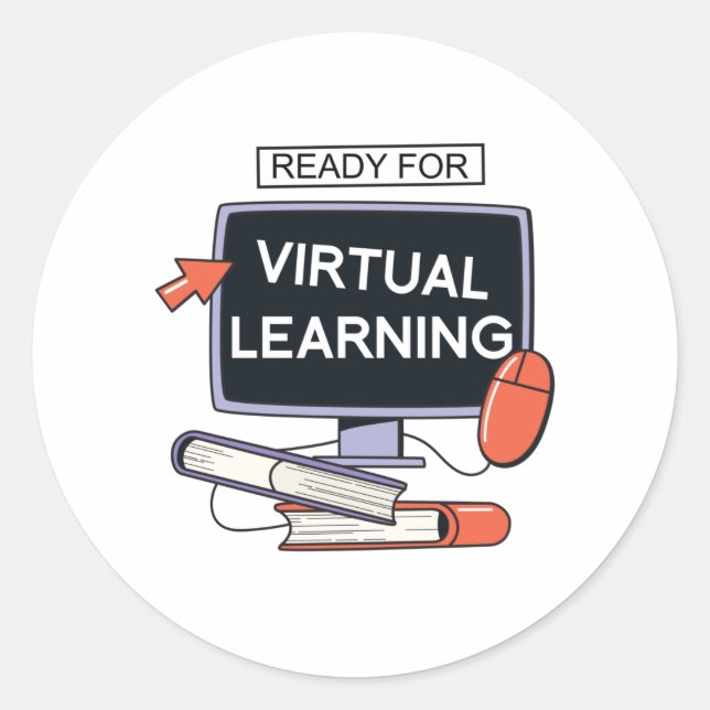 Ready for virtual learning classic round sticker (Front)