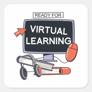 Ready for virtual learning square sticker