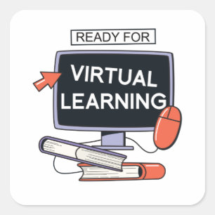 Ready for virtual learning square sticker