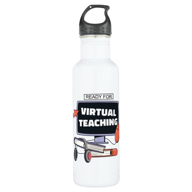 Ready for virtual teaching 710 ml water bottle (Front)