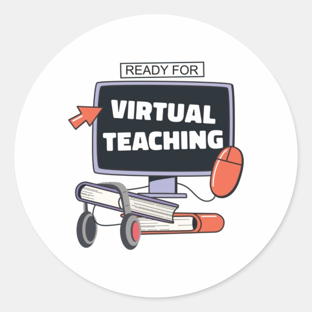 Ready for virtual teaching classic round sticker (Front)