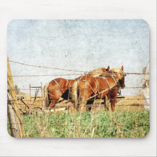 Ready For Work, Two Draft Horses Mouse Mat