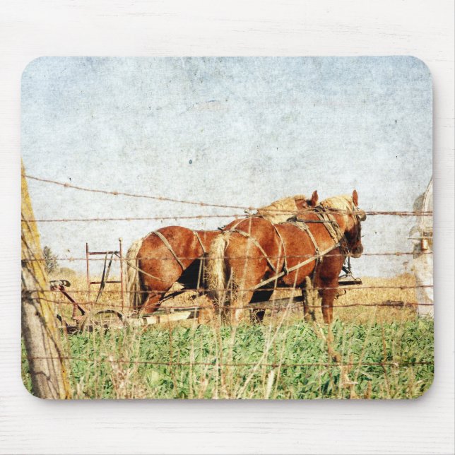 Ready For Work, Two Draft Horses Mouse Mat (Front)